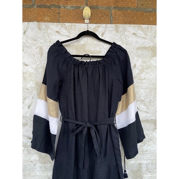 Ancient Kallos navy Linen Kaftan Dress - 100%
Handmade in Greece, Boho Maxi - Picture 2 of 12